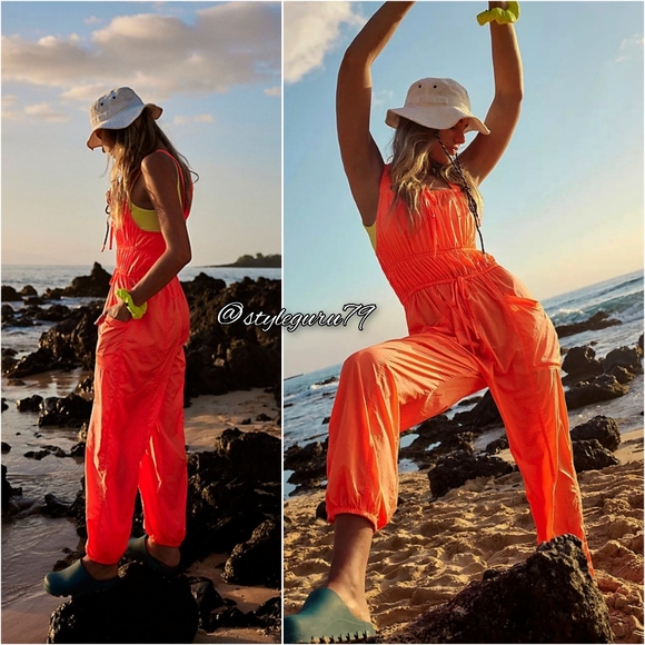 FP Movement by Free People Pants - NWT, Free People, FP Movement Tropic Sport One Piece Jumpsuit In Bright Orange